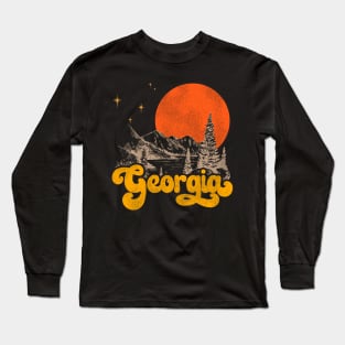 Vintage State of Georgia Mid Century Distressed Aesthetic Long Sleeve T-Shirt